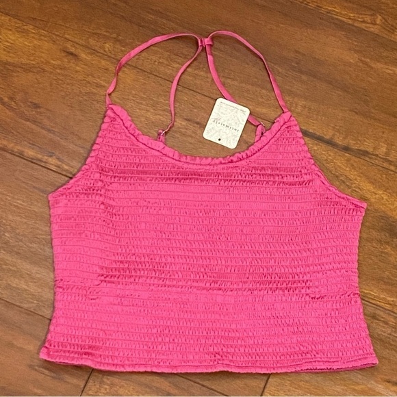 Free People New Womens Size S Right On Smocked Cami in Fuchsia Barbiecore Pink - Picture 1 of 8